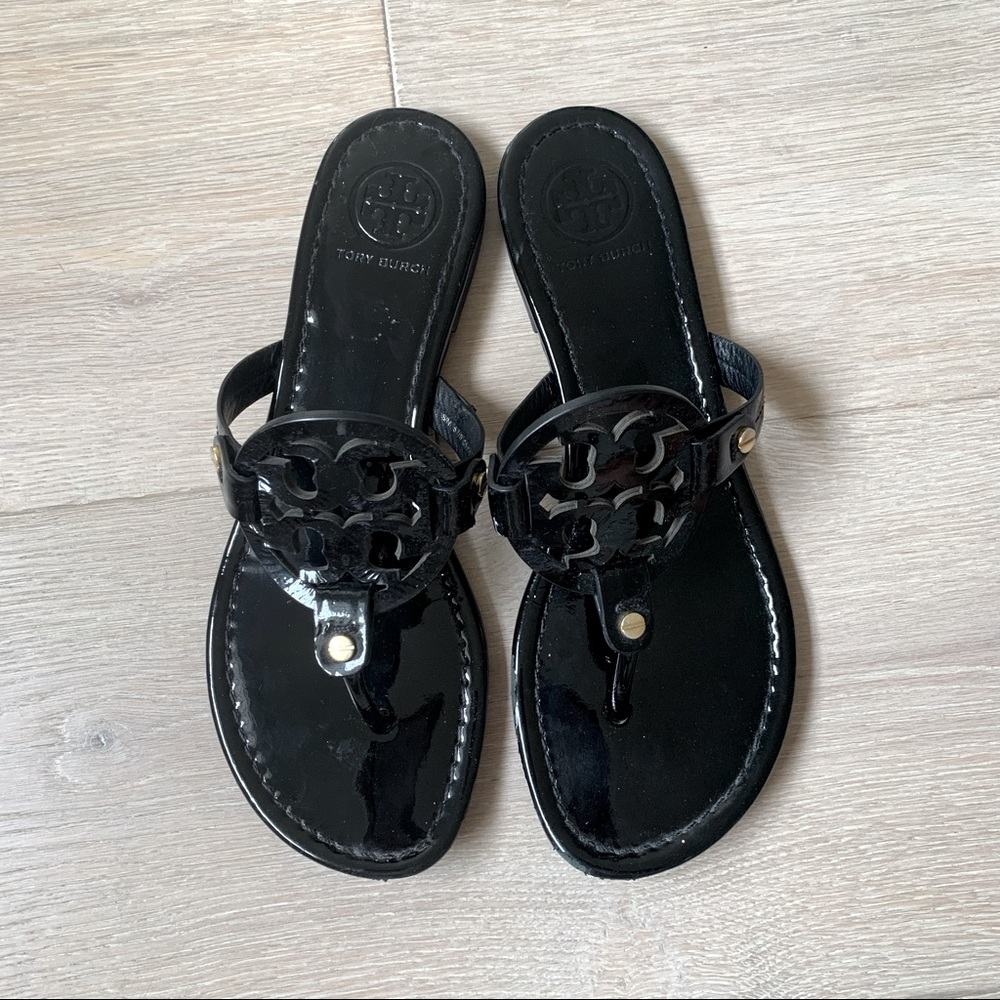 Tory Burch Black Patent Millers size 8